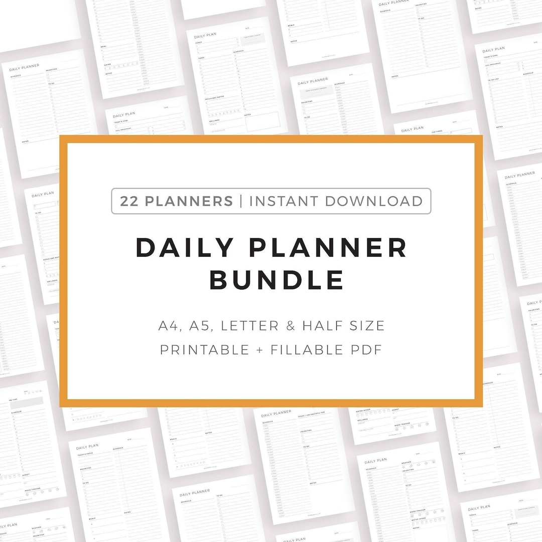 Daily Planner Inserts Bundle, Daily Schedule, Printable Daily to Do ...