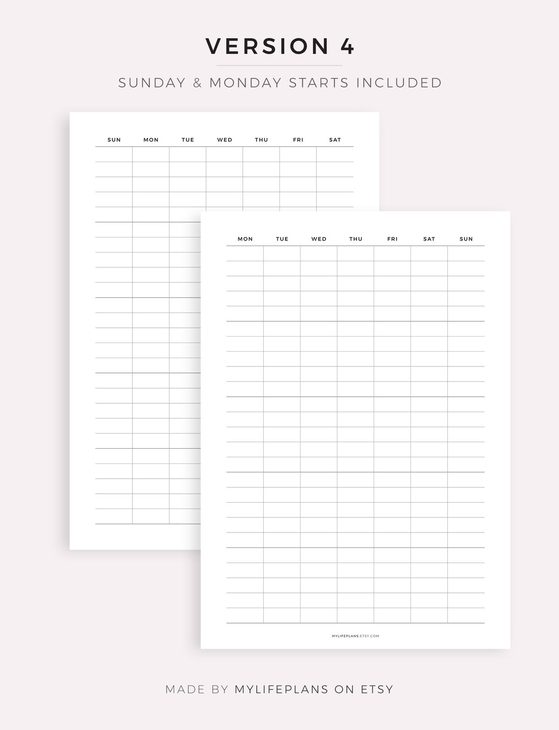 Blank Monthly Calendar Template Printable &amp; Fillable Undated | Etsy