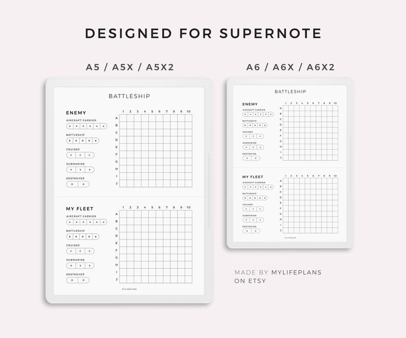 Battleship Game for Supernote A5X2/A5X/A5/A6X2/A6X/A6, Instant Download ...
