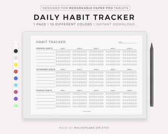 Daily Habit Tracker for Remarkable Paper Pro, Landscape, Instant Download