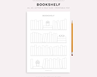 Bookshelf Printable Template, Books to Read, Books I've Read, Book Tracker, Reading Log, A4/A5/Letter/Half Size, Instant Download PDF