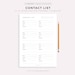 Contacts List Printable, Address Book, Contact Information, Contact ...