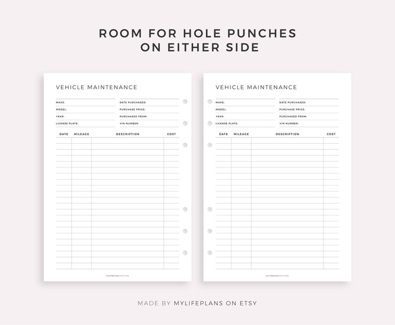 Vehicle Maintenance Log Book, Vehicle Service Tracker, Vehicle Repairs, Vehicle Expense Tracker, A4/A5/Letter/Half, Instant Download PDF image 4