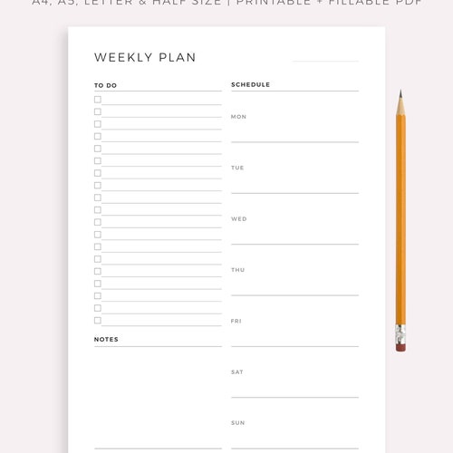 Weekly Planner Printable to Do List - Etsy