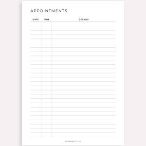Simple Appointment Tracker Printable, Appointment Reminder, Meeting Tracker, A4/A5/Letter/Half Size, Instant Download PDF image 2