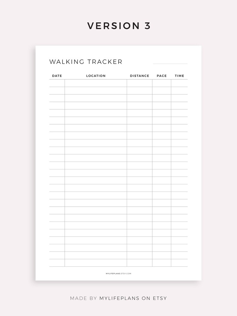 Walking Tracker Printable, Walking Journal, Walking Log, Daily Exercise ...