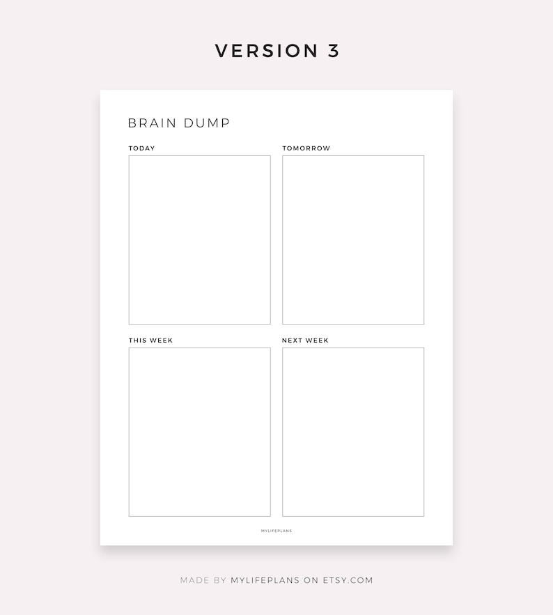 Brain Dump Digital Planner, Priorities Organizer, Get It Done Plan, to ...
