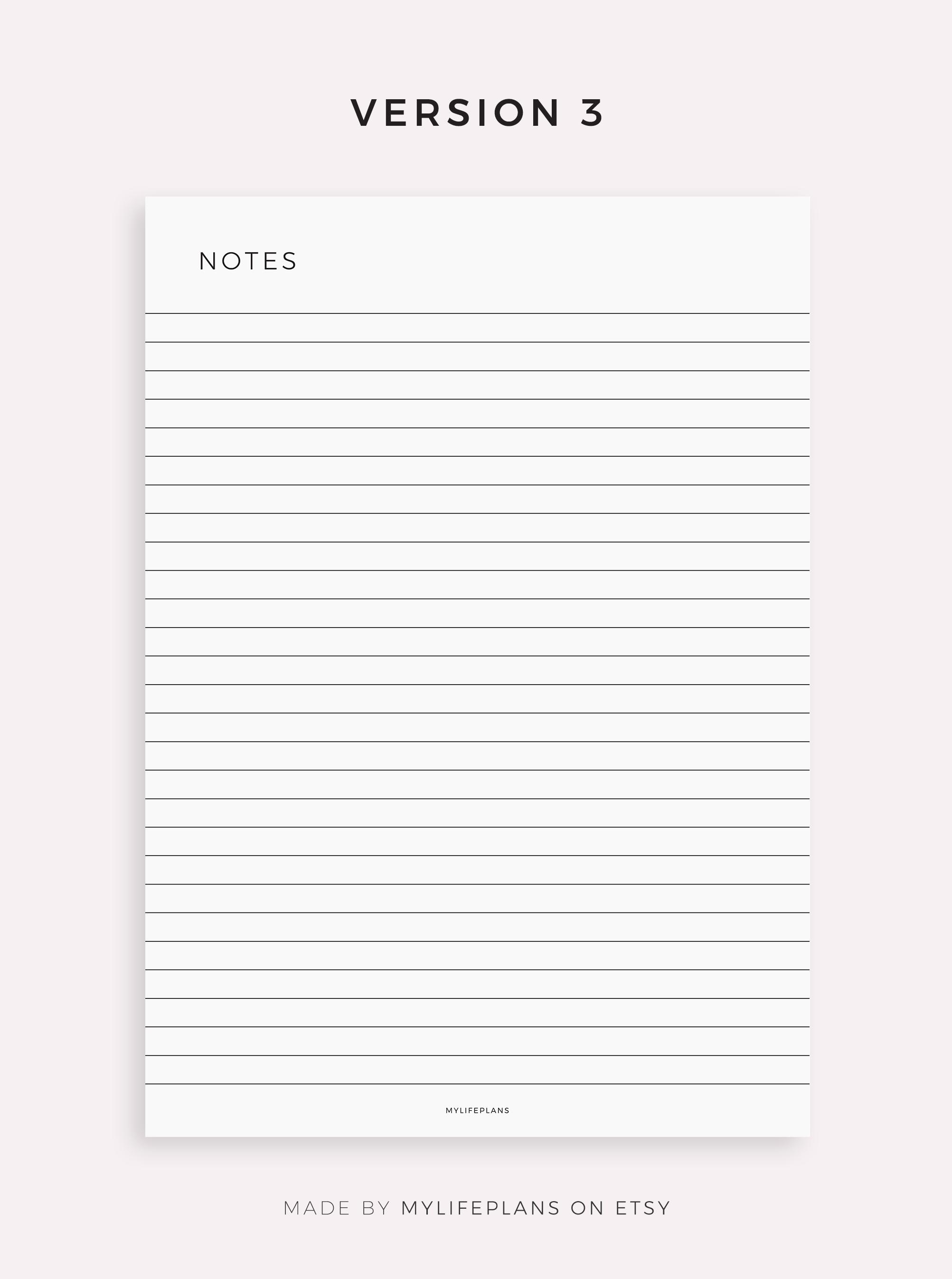 Notes Page Professional Notes Page for Remarkable Paper Pro, Lined Notes Template, Note Taking ...