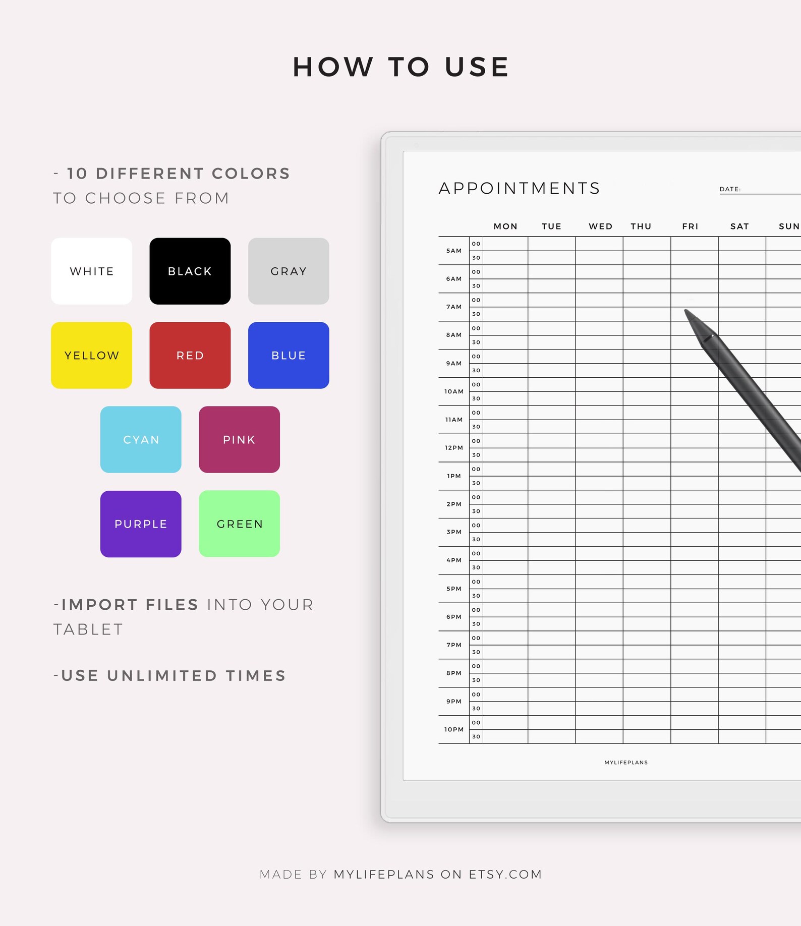 Appointment Book 30 Minute Intervals, Appointment Reminder, Meeting ...