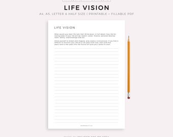 Life Vision Planner, Dream Life, My Future Life, My Best Life, Goal Planner, A4/A5/Letter/Half Size, Printable PDF, Instant Download