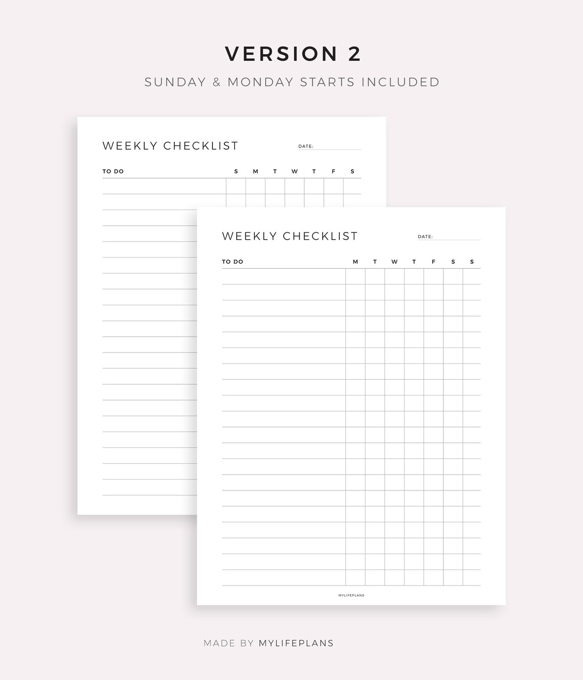 Weekly Checklist Template for Happy Planner Classic & Big, Printable ...