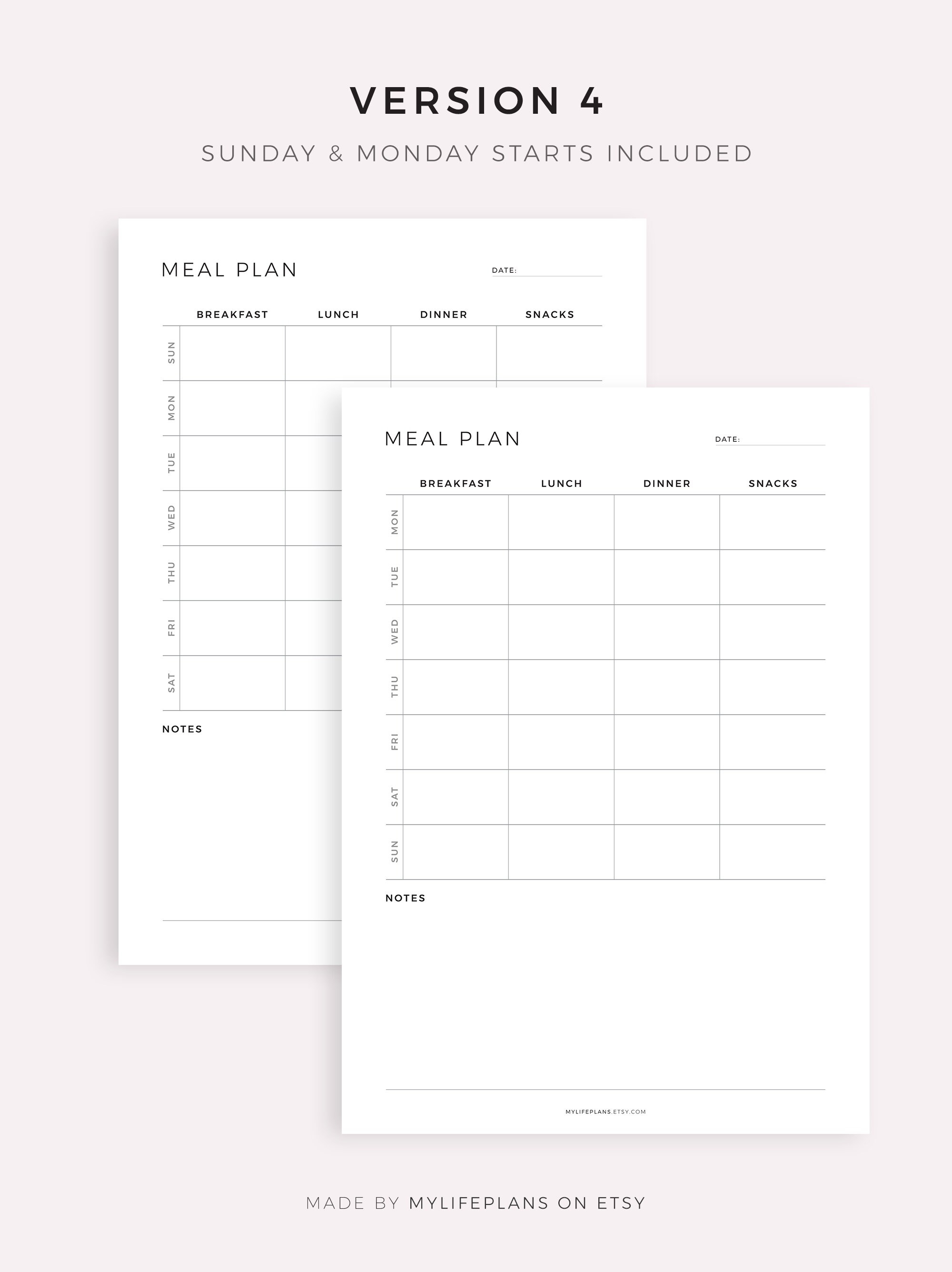 Weekly Meal Planning Printable, 7 Day Menu Planner, Meal Prep Planner ...
