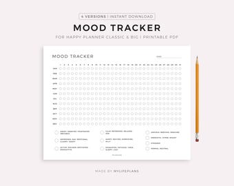Mood Tracker Printable: Monthly, Yearly Chart (classic & Big Happy ...