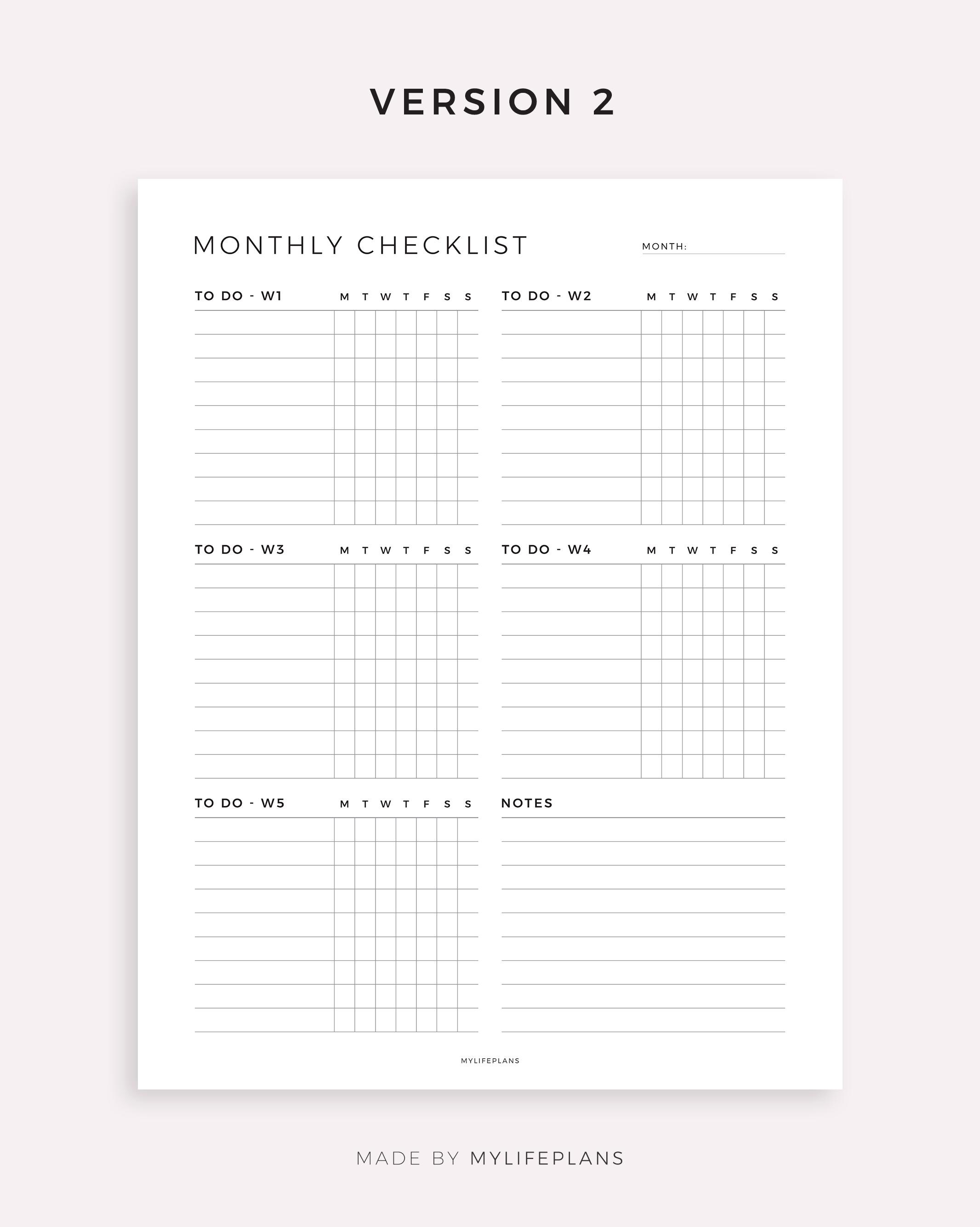Monthly Checklist Template for Happy Planner Classic & Big, Printable ...