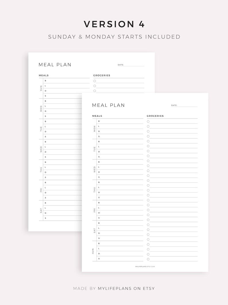 Weekly Meal Planner with Grocery List Printable Template, 7 Day Menu Plan, Food Planner, Health & Fitness, A4/A5/Letter/Half image 5