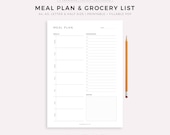 Weekly Meal Planner with Grocery List Printable Template, 7 Day Menu Plan, Food Planner, Health & Fitness, A4/A5/Letter/Half