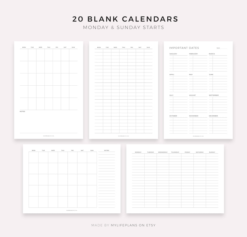 Whole Shop Bundle Daily Planners, Weekly Planners, Monthly Planners, Yearly Planners, Calendars and More, A4/A5/Letter/Half Letter image 7