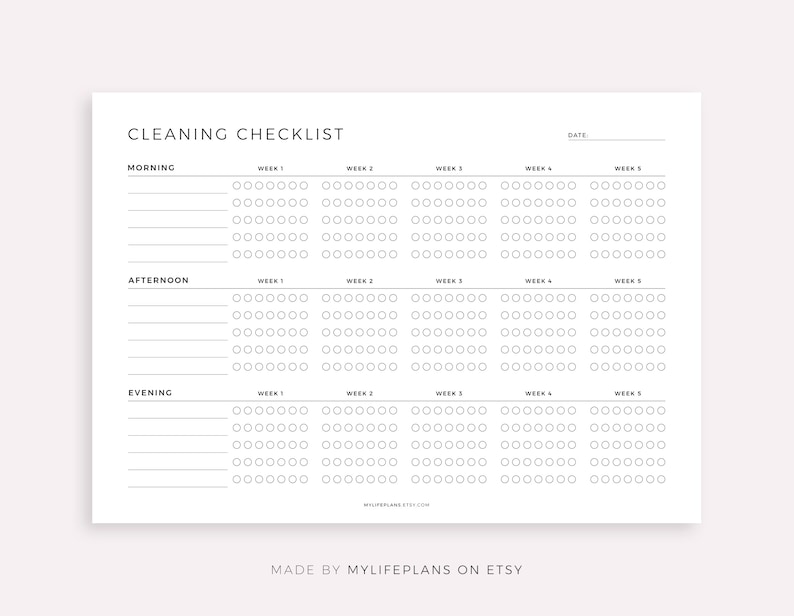 Daily Cleaning Checklist Morning Afternoon and Evening Etsy