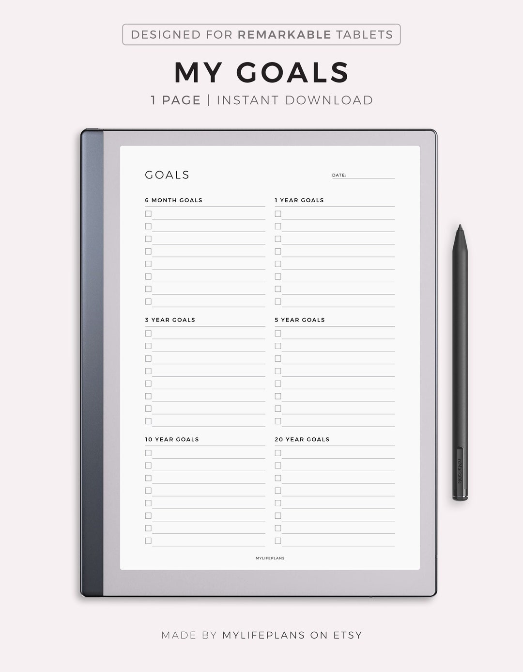 Remarkable 2 Goal Planner, Goal Setting Planner, Productivity Planner ...
