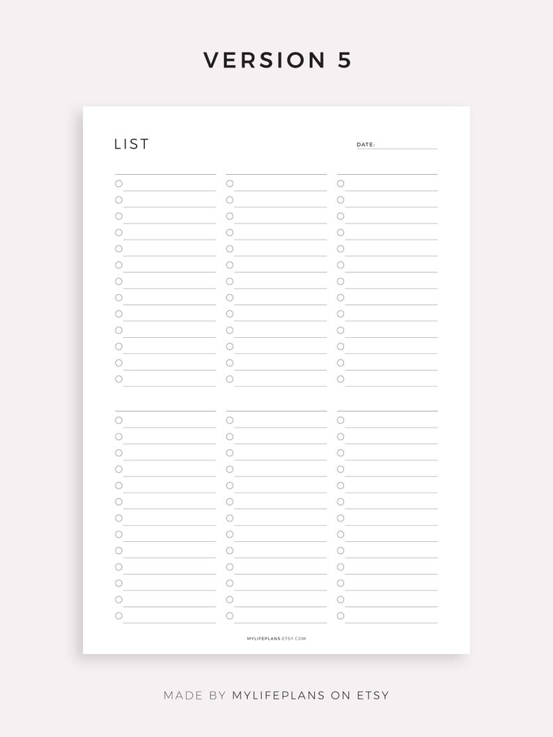Blank Checklist Template Printable & Fillable, Simple Checklist Template, A4/A5/Letter/Half, Instant Download PDF image 6