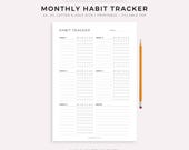 Monthly Habit Tracker Printable, Habit Tracker Template, Routine Tracker, Goal Tracker A4/Letter/A5/Half, Instant Download PDF