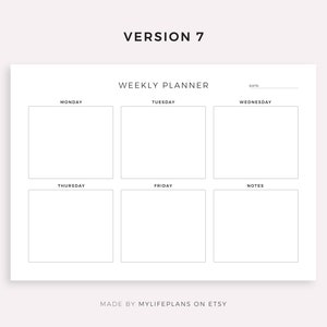 Five Day Weekly Planner Printable to Do List, Weekly Schedule, Week at ...