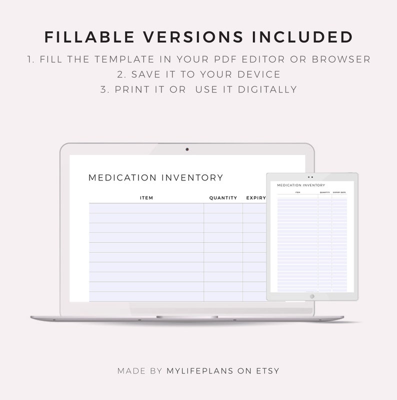 Medication Inventory Printable Template, A4/a5/letter/half Size ...