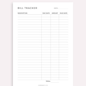 Monthly Bill Tracker Printable, Bill Payment Checklist, Bill Organizer, Finance Planner A4/A5/Letter/Half Size, Instant Download PDF image 4