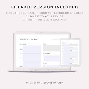 Productivity Weekly Planner Printable, Weekly Goal Planner, Weekly ...