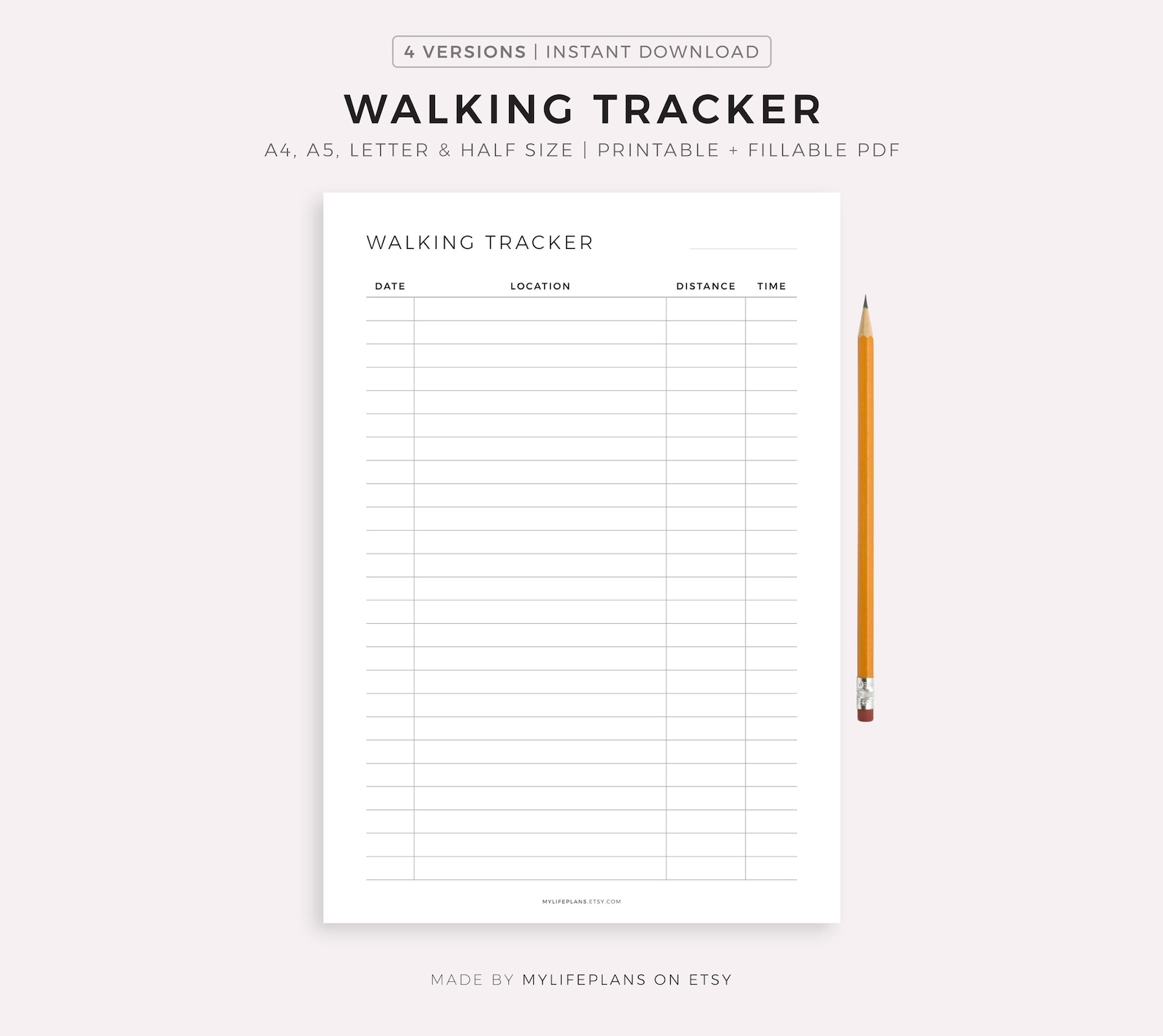 Walking Tracker Printable, Walking Journal, Walking Log, Daily Exercise ...