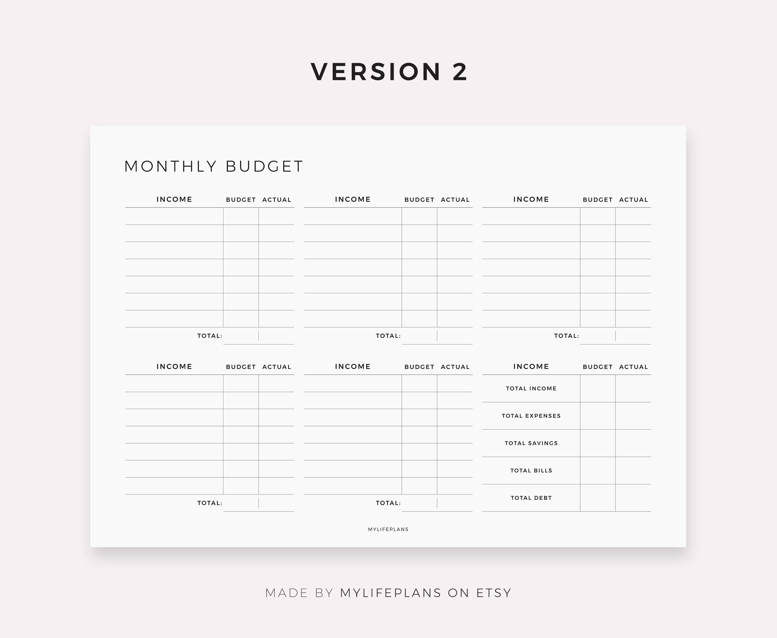 Monthly Budget Planner Landscape, Budget Tracker Template, Finance ...