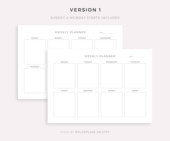 weekly-planner-printable-landscape-minimalist-weekly-schedule-week-at-a-glance-weekly-organizer-office-planner-desk-planner-a4-letter-etsy-norway