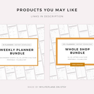 Weekly Planner, Daily Planner, Hourly Planner, To Do List, PDF Printable Inserts, A4, A5 & Letter, Instant Download image 5