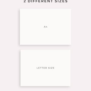 Puede incluir: Dos hojas blancas imprimibles en blanco, una etiquetada "A4" y la otra "LETTER SIZE". El texto "MADE BY MYLIFEPALNS ON ETSY" est&aacute; en la parte inferior de la imagen.