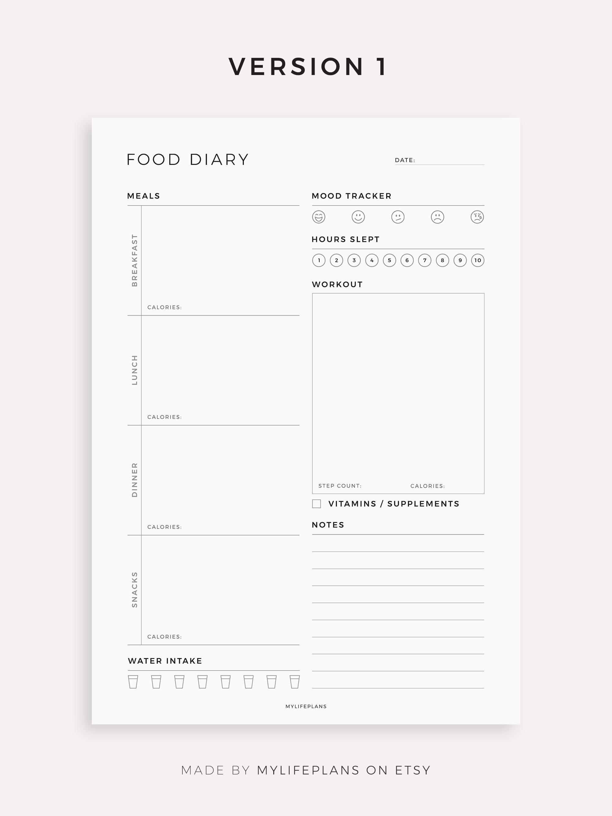 Daily Food Diary for Remarkable 2, Instant Download - Etsy