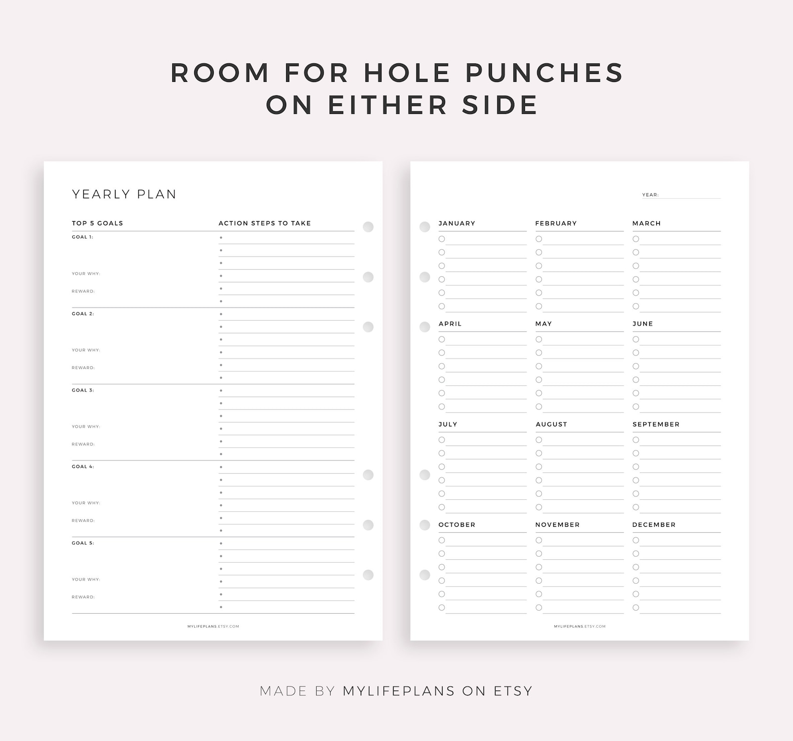 Top 5 Yearly Goals Planner, Goal Setting, Goal Planning, A4/a5/letter ...