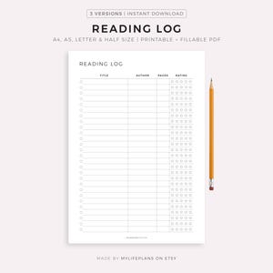 Carnet de lecture imprimable, tracker de lecture, livres à lire, livres que j'ai lus, carnet de lecture, A4/A5/Lettre/demi-format, téléchargement immédiat PDF