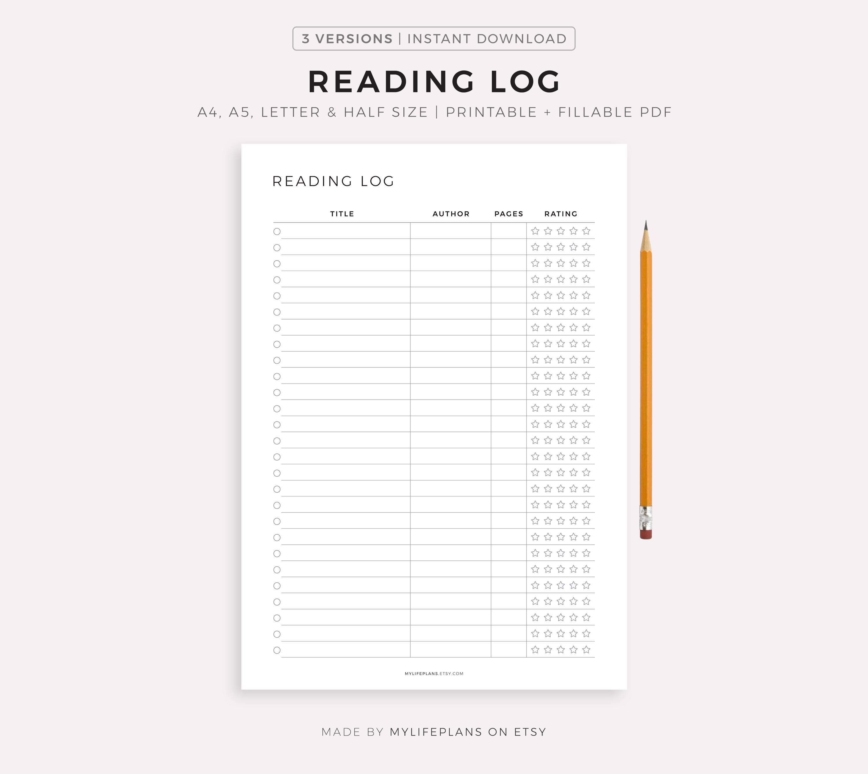 Reading Log Printable, Reading Tracker, Books to Read, Books I've Read ...