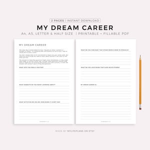 My Dream Career Planner, Career Goals, Career Change, A4/A5/Letter/Half Size, Printable & Fillable PDF, Instant Download image 1