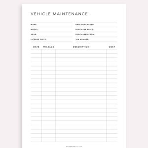Vehicle Maintenance Log Book, Vehicle Service Tracker, Vehicle Repairs, Vehicle Expense Tracker, A4/A5/Letter/Half, Instant Download PDF image 2