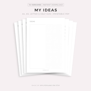 My Ideas - Brainstorming Sheet, Idea Sketching, Planning Template, Business Ideas, Product Ideas, Goal & Life Ideas, A4/A5/Letter/Half Size