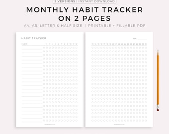 Monthly Habit Tracker Printable, Habit Tracker Template, Routine Planner, 30 Day Habit Challenge, A4/Letter, Instant Download
