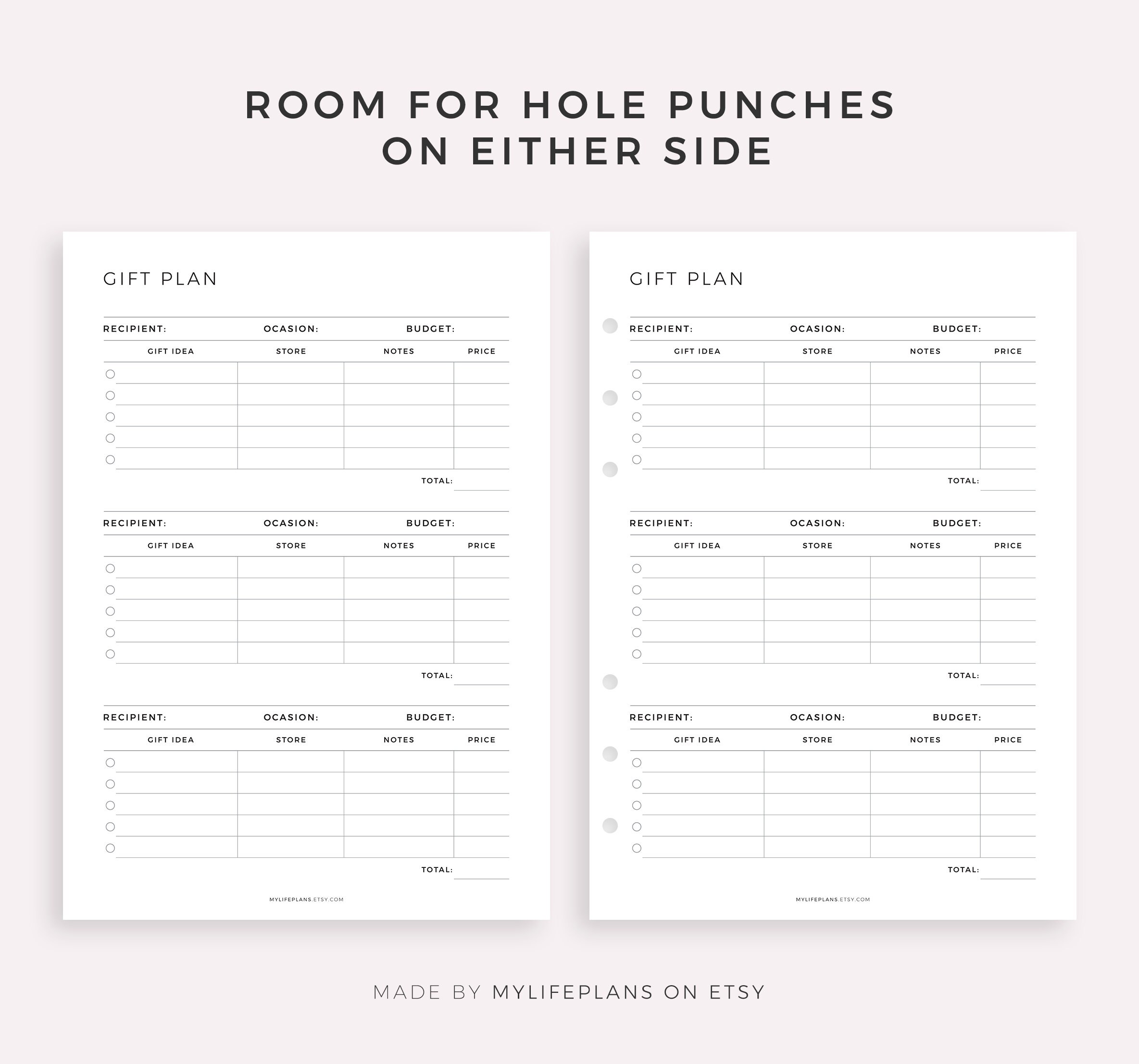 Gift Planner Printable Gift Ideas Gift Tracker Gift Etsy