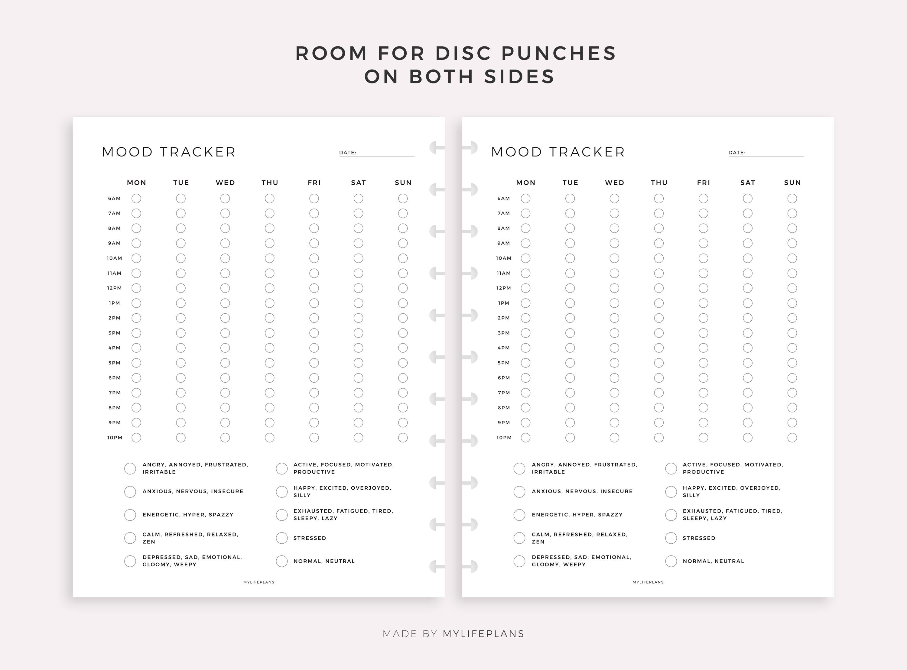 Hourly Mood Tracker Printable for Happy Planner Classic & Big, Instant ...