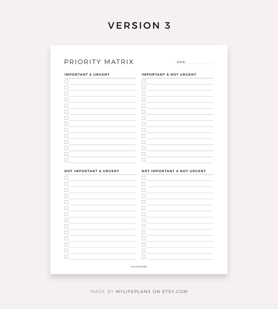Digital Priority Matrix Planner, Decision Matrix, Eisenhower Matrix, My ...