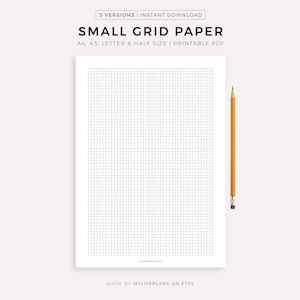 Small Grid Paper Printable, Squared Paper, Planner Inserts, A4/A5/Letter/Half Size, Instant Download PDF