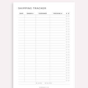 Shipping Tracker Printable Template, Shipping Planner, Shipping Log ...