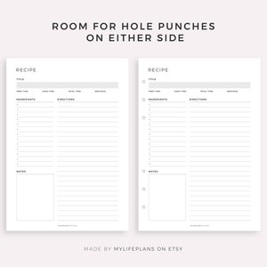 Printable Recipe Template, Recipe Book, Blank Recipe Page, Recipe Card, Home Cook Book Journal, Recipe Organizer, A4/A5/Letter/Half Size image 4