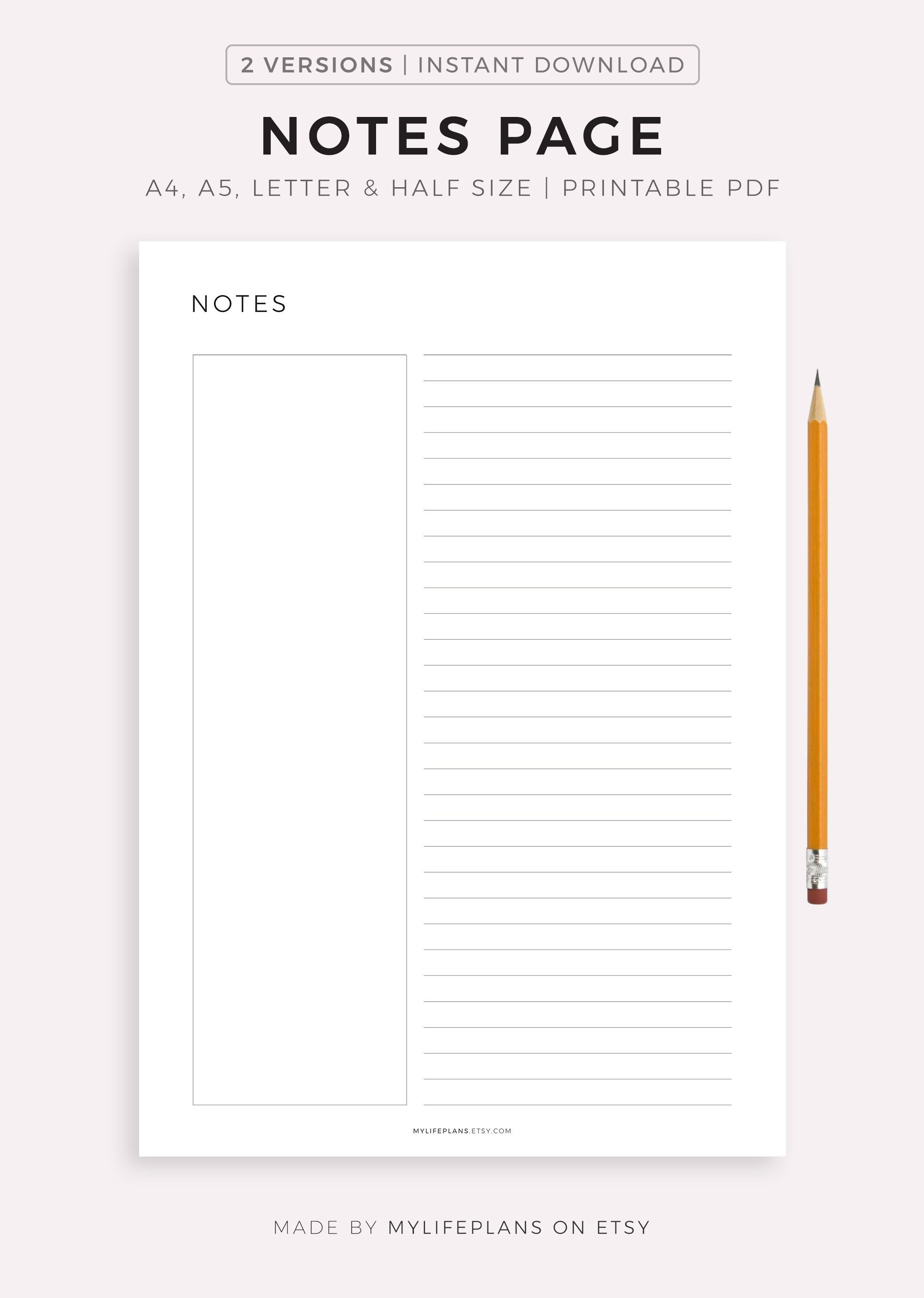Printable Notes Page Notes Template Note Taking Writing Etsy Canada Printable Notes Page Notes Template Note Taking Writing Etsy Canada