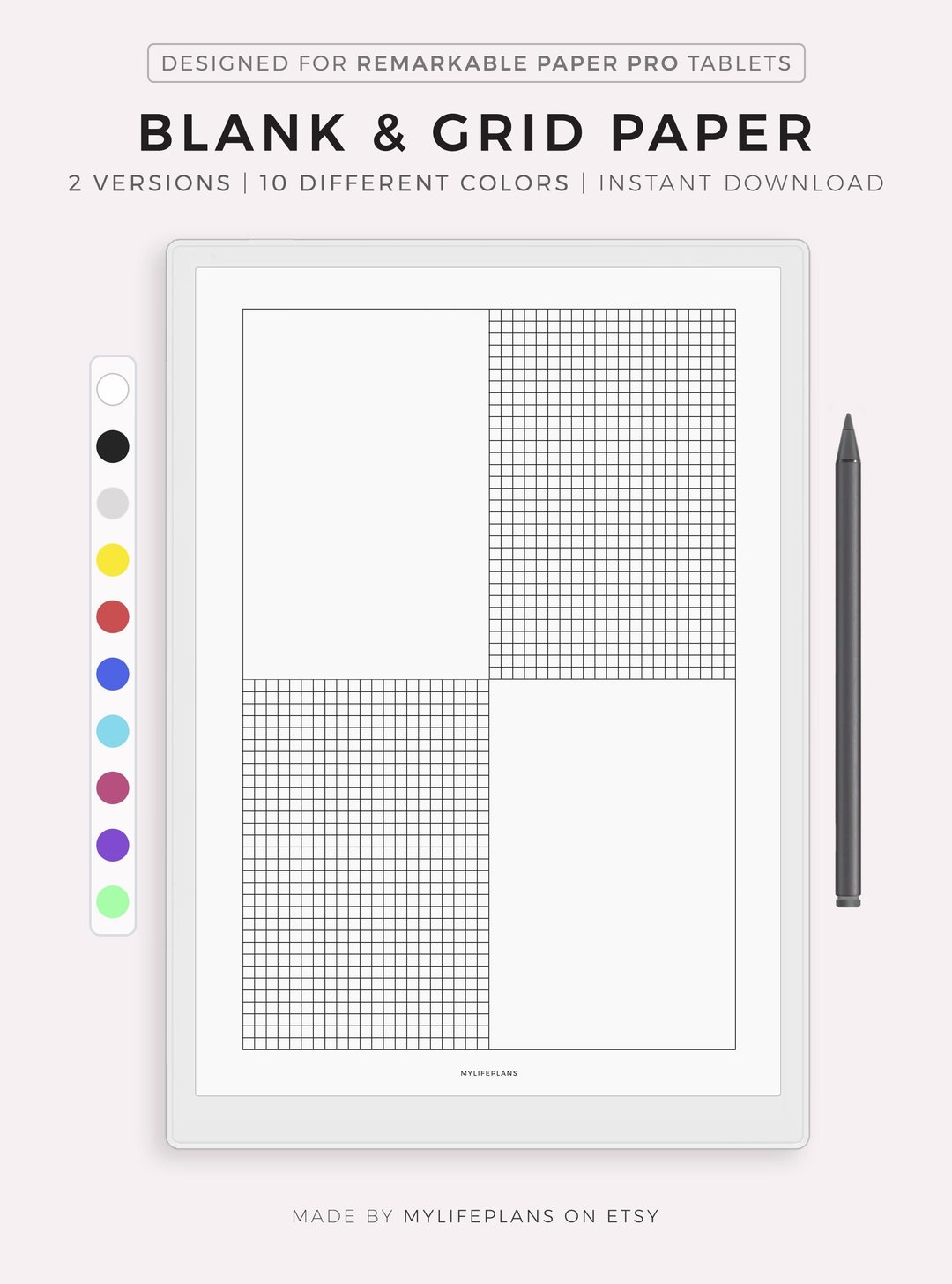 Blank & Grid Paper for Remarkable Paper Pro, Instant Download - Etsy